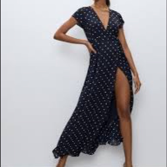 NWTO Aritzia Lexis wrap dress indigo - Picture 2 of 7